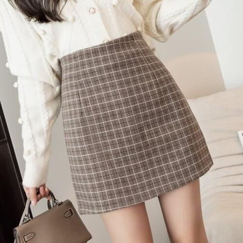 Winter Women Solid Color Sexy Slit Woollens Mermaid Skirts French Style Warm Slim Button Long Skirts Elegant Office Lady Skirts