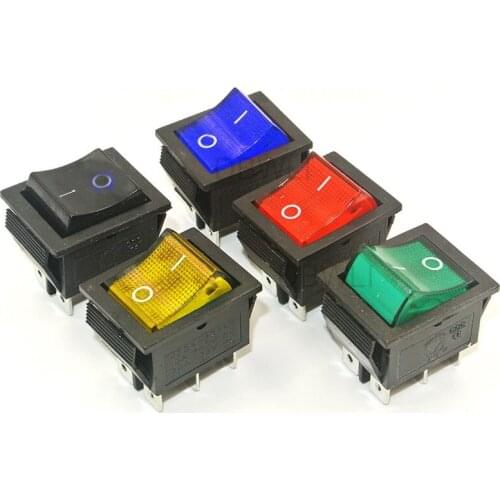 10PCS 6 Pins KCD4 DPDT On-On Latching Rocker Switch Power Switch 2 Position With Indicator Light