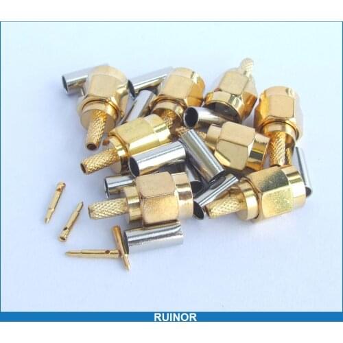 100pcs Copper SMA Male Crimp Connector for RG178 RG196 Coaxial Cables