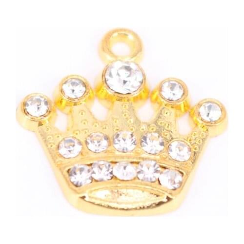 1000Pcs Gold Color Metal Crown Charm 18x15mm