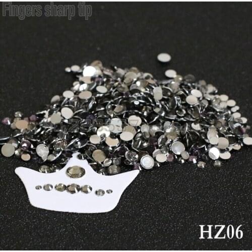 2017 Finger Sharp Tip 1000pcs 2mm-6mm Mix Sizes Transparent gray 3D Resin Flat Bottom Popular Nail DIY Decorative Diamond HZ06