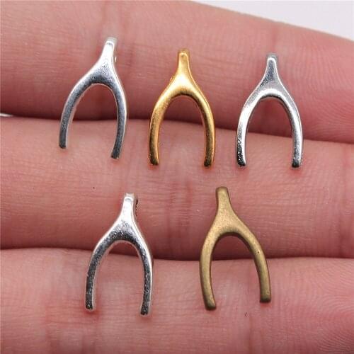 40pcs 15x8mm 2 Colors Antique Silver Color Antique Bronze Plated Wishbone Charm Good Wish Charm Wish Charm