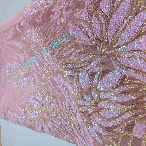 5yards BZL-19316 pink gold glued print glitter african india tulle mesh fabric for sawing/party dress