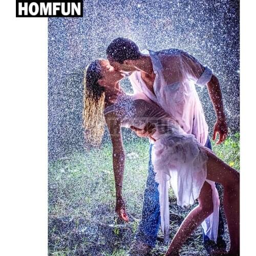 HOMFUN Full Square/Round Drill 5D DIY Diamond Painting "Rain couple" Embroidery Cross Stitch 5D Home Decor Gift A02601