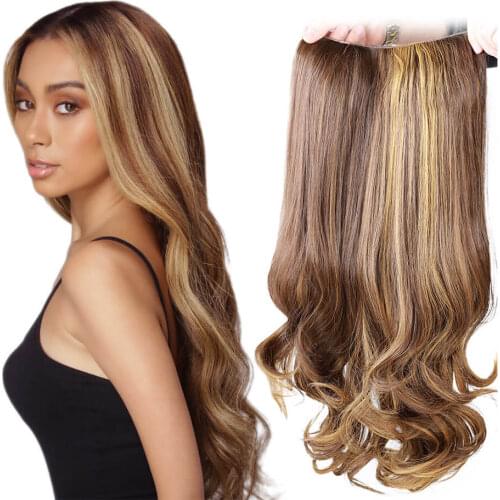 Long Wavy Body Wave Half Wig Hair Extensions With Clip 24 Inch 220G Ombre Blond Color Heat Resistant Daily Use Cosplay For Women