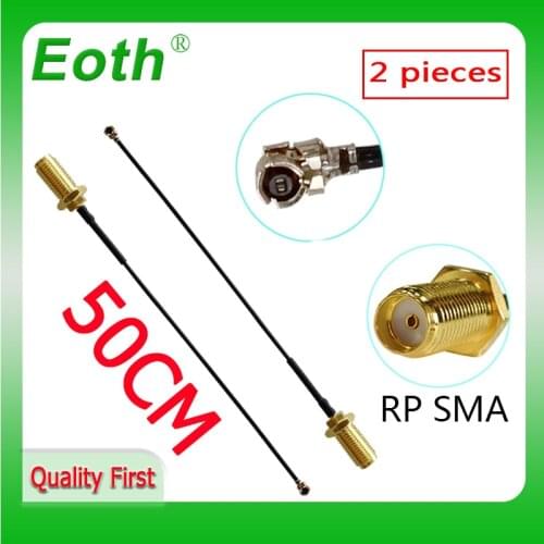 50cm Extension Cord UFL to RP-SMA Connector Antenna 2 pieces lot WiFi Pigtail Cable IPX to RP-SMA female to IPX