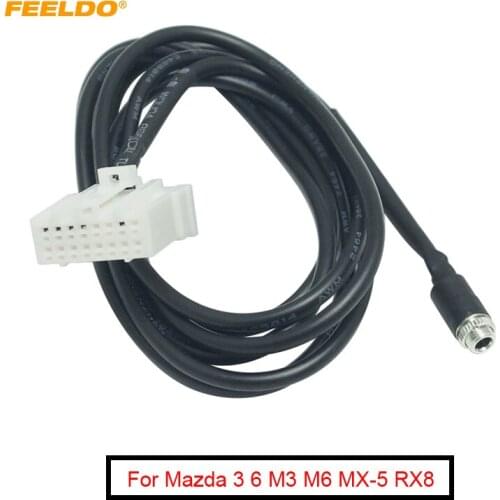 FEELDO Car Female Jack AUX In Input interface Adapter Cable For Mazda 3 6 M3 M6 MX-5 RX8 Besturn B70 Audio Cable Data Wire #5781