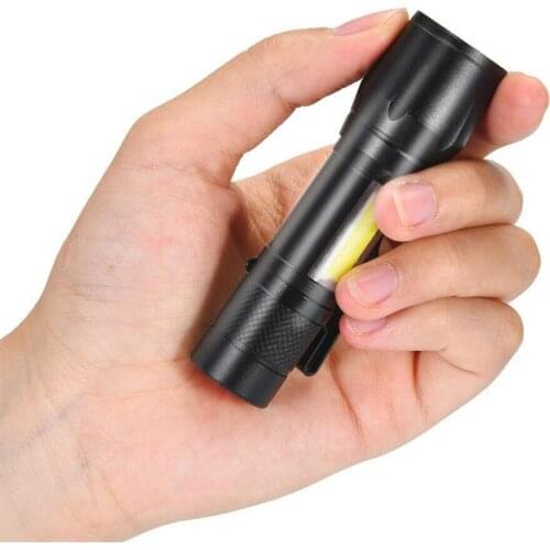 XPE Q5 COB Waterproof LED Portable Mini USB Rechargeable Zoomable Flashlight Torch Lamp Camping Night Fishing Light With Clip