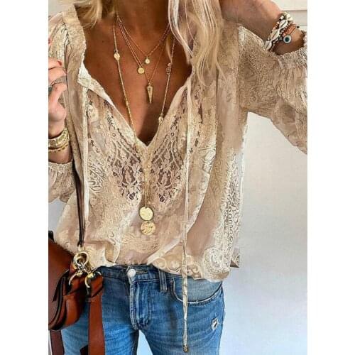Fashion Women Patchwork Lace T Shirts Summer Hollow Long Sleeve Tops Spring Elegant Lace Crochet T Shirt