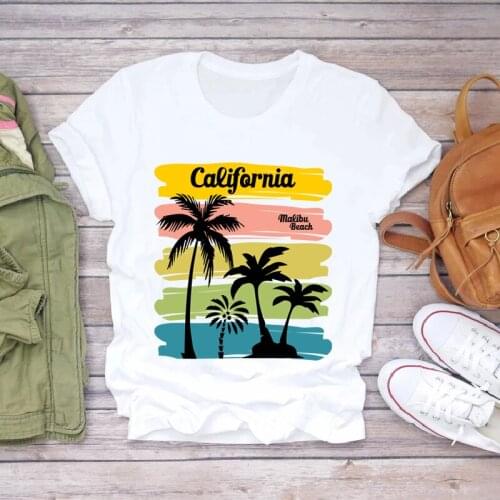 California Summer Print Women T-shirt Fashion Short Sleeve O-neck Graphic Basic Tee Shirt Female Soft Tops Streetwear Tshirt