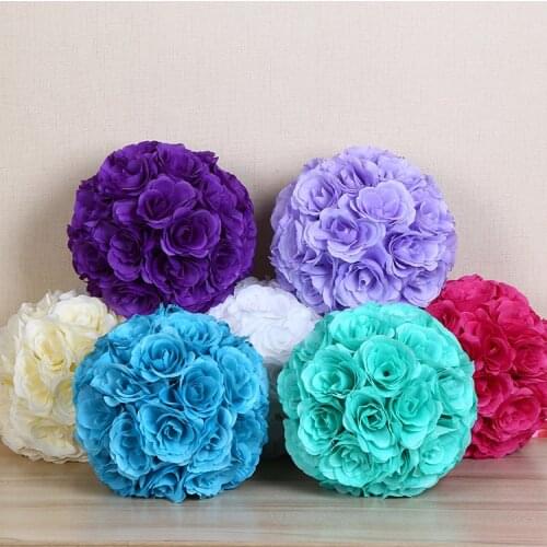 Hot sale 8 inch(20cm) Hanging Decorative Artificial Kissing Flower Ball Centerpieces Silk Rose DIY Wedding party Decoration Ball