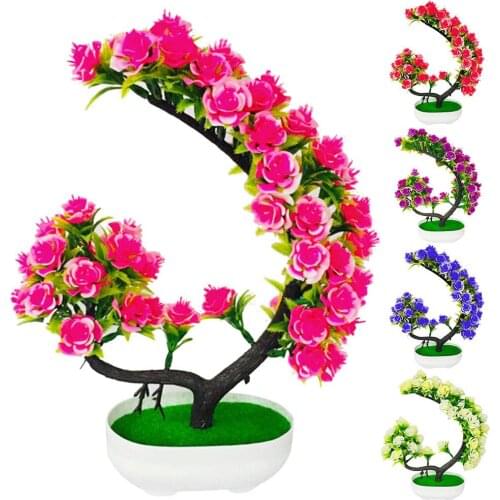 Artificial Rose Flower Tree Plant Potted Bonsai Garden Party Table Decoration