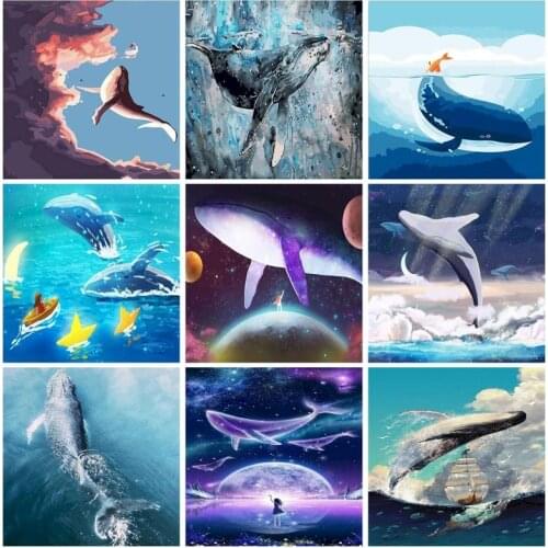 SDOYUNO Animals Painting By Numbers Kits whale DIY 60x75cm Oil Drawing By Numbers On Canvas Scenery Frameless Home Decor Gift