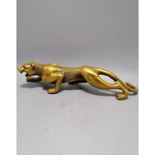 China antique sculpture Brass leopard Statue Old Bass animal Statu