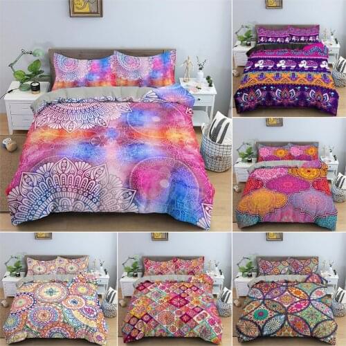 3D Ethnic Mandala Duvet Cover Bedding Set Floral Flowers Pattern Quilt Cover For Bedroom King Queen Twin Home Textile 2/3Pcs