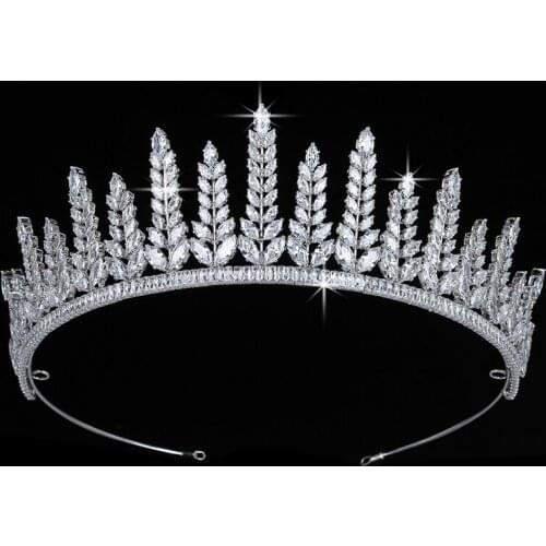 Crown HADIYANA Romance Leaf Shaped Wedding Bride Hair Accessories Cubic Zirconia Princess Luxury Hair Jewelry BC5689 Couronne