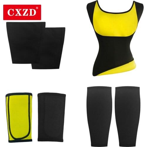 CXZD Shapewear Neoprene Sweat Sauna Shapers Vest + Sleeves + Thigh +Calf Women Shaper Leg Trainer Modeling Slimming Trimmer Arms