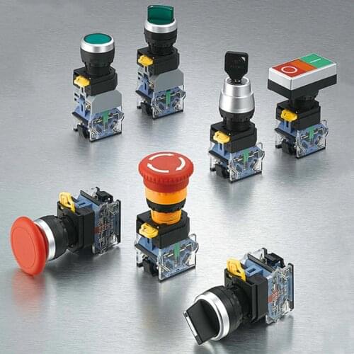 LA38 22mm Push Button switch 10A ON / NC Momentary Latching 11BNS Flat Button muticolorful head Emergency Stop circular пускател