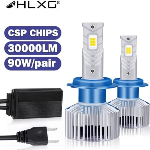 HLXG h7 lamp LED H11 H8 H9 luces H4 led 9005 9006 HB4 headlight 30000LM bulb luz lámpara led HB3 auto h7 led car Light 12V 6000K