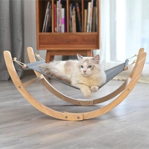 Cat Bed Soft Pet Cats Hammock Puppy Kitten Hanging Beds Mat with Durable Wood Frame for Small Pets Universal Shaker Sun Hammocks