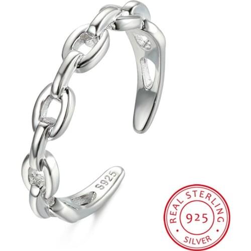 Minimalist Female Small Chain Ring 100% Real 925 Sterling Silver Engagement Ring Vintage Wedding Rings For Women