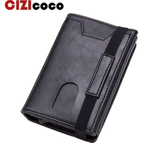 Cizicoco Rfid Men Wallets Classic Card Holder Walet Male Purse Money Wallet Zipper Big Brand Luxury Black Leather Men Wallet