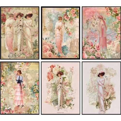 Embroidery Counted Cross Stitch Kits Needlework - Craft 14 ct color DIY Arts Handmade Decor - Victorian Pink Lady Collection