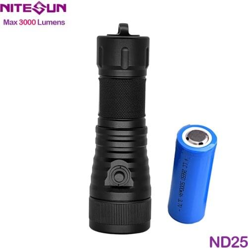 NITESUN ND25 Diving Light Luminus SST70 LED Max 3000 Lumens Underwater 150m waterproof Diving Flashlight With 26650 battery