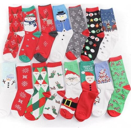 10 Pairs Autumn And Winter New Christmas Socks Mens Womens Large Cartoon Elk Pattern Jacquard Christmas Socks