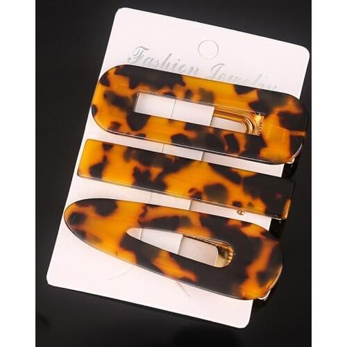 New 3PCS/Set Fashion Leopard Acetate Geometric Hair Clips For Women Girls Headband Sweet Hairpins Barrettes Hair Accessories Set