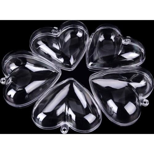 NEW 1set/2pcs 65/80mm Heart Shape DIY clear plastic bath bomb mould acrylic mold