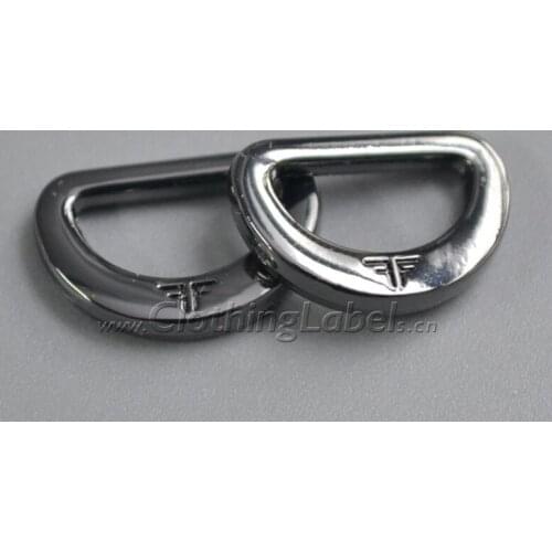 Custom metal labels for bag, clothing, shoes, engraved logo, zinc alloy material, gunmetal color, accept small order