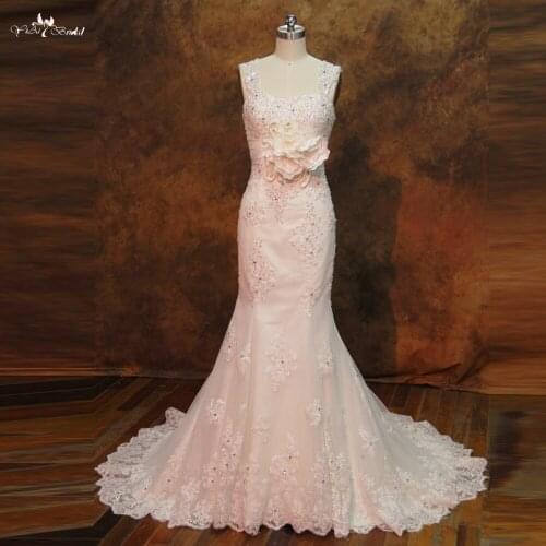 RSW268 Dots Tulle Wide Shoulder Straps Lace Mermaid Wedding Dresses