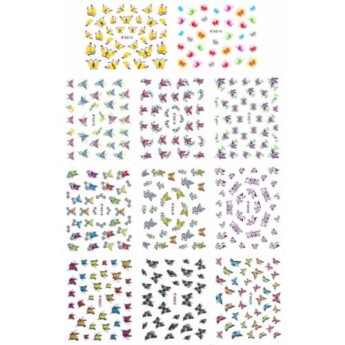 11 PCS / LOT SIMULATION EMULATION SELF-ADHESIVE 3D NAIL TATTOOS STICKER CARTOON COLORFUL BUTTERFLY K013-023