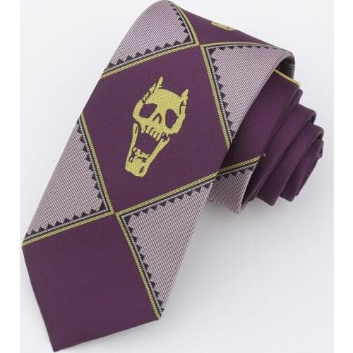 Anime JoJo Bizarre Adventure Necktie KILLER QUEEN Kira Yoshikage Skull Neck Tie Halloween Cosplay Costumes Accessories Man Woman