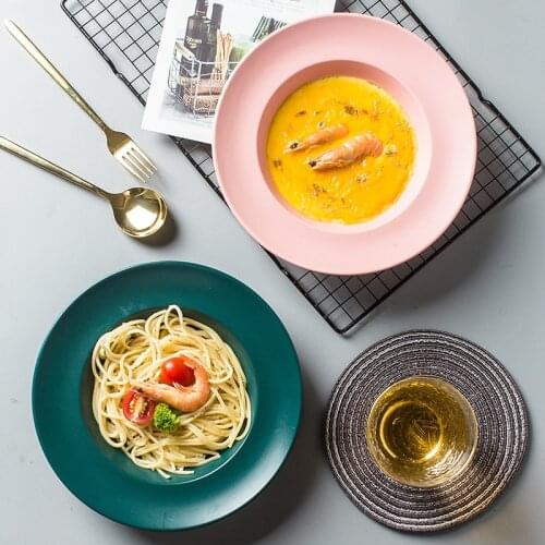 Straw Hat Plate European Creative Personality Ceramic Tableware Soup Plate Home Dishes Simple Western Pasta Plate