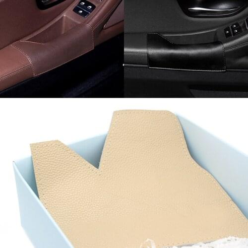 Car Styling Interior Left Driving Side Cow Leather Door Armrest Handle Bowl Pull Protection Cover for BMW X5 E70 2007 - 2013