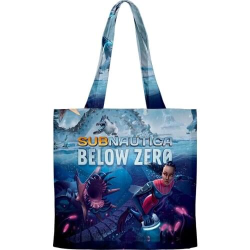 Subnautica Below Zero 3D Merch Hip Hop Handbags Cloth Canvas Tote Bag Print Shopping Reusable Shoulder Shopper Bags Casual