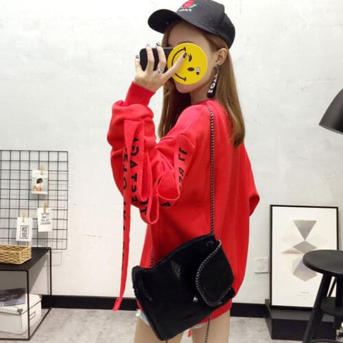 Red womens sweatshirt hoodies korean bangtan kpop hoodies for girls sweatshirts women fall 2019 autumn cheap wholesale clothes