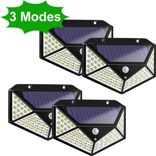 1/2/4pcs 100 LED Solar Light Outdoor Solar Lamp PIR Motion Sensor Wall Light Waterproof Solar Powered Sunlight for Garden Decor