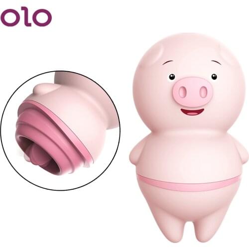 OLO 6 Modes Tongue Licking Vibrator Cute Pig Nipple Massager Clitoris Stimulator Female Masturbator Sex Toys for Woman