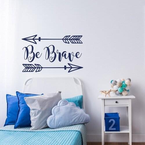 Arrows Vinyl Wall Sticker Be Brave Quote Kids Room Wall Decal Nursery Decor Woodland Home Baby BedRoom Decor School Wall Art C53