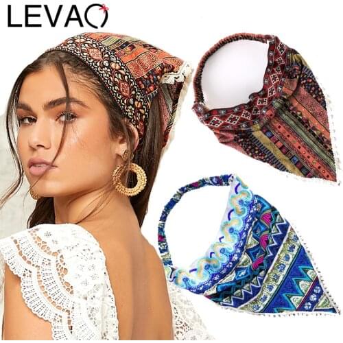 LEVAO Summer Ethnic Style Tassel Headband Headwrap Triangle Bandana Hair Scarf Headkerchief Hairband Elastic Bands Accessories