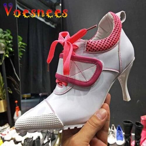 Pumps Shoes Women 2019 New Arrival Korean Version Candy Color High heel 5-8CM Female Shoes Cross-tied Pointed Ladys Shoes Pumps