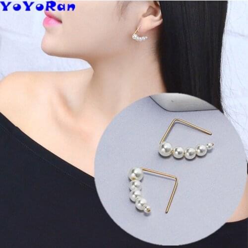 3Pair pearl bead stud earrings for woman gold pearl ear cuff hang jewelry gift punk rock caute party beaded earring