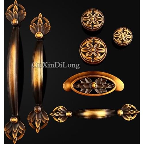 European Style 10PCS Zinc Alloy Furniture Handles Antique Retro Cupboard Wardrobe Drawer Kitchen Cabinet Door Handles and Knobs