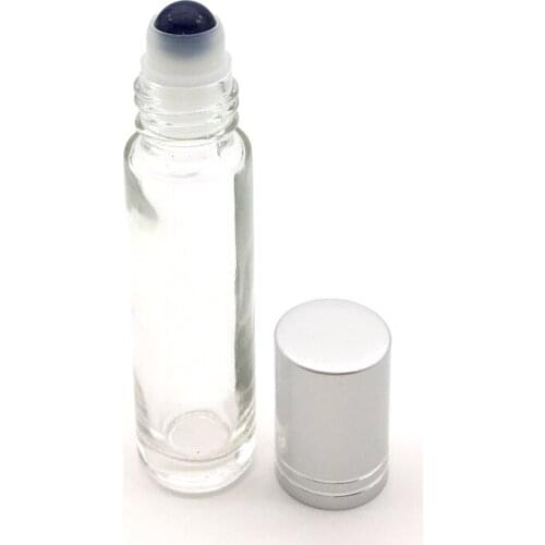 100pcs 10ml Natural Gemstone Roller Ball Bottle for Perfume Essential Oil Liquid Roll On Thick Glass Bottles With Crystal Chips
