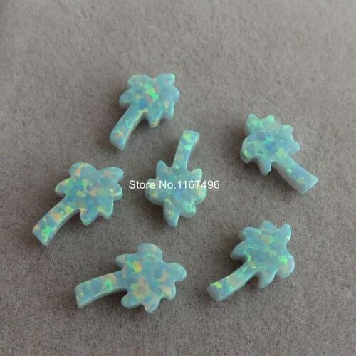 100pcs /lot OP03 Moon Yellow Coconut & Palm Tree Fire Opal 8x13mm Palm Tree Opal Stone Synthetic Coconut Tree Opal for Necklace