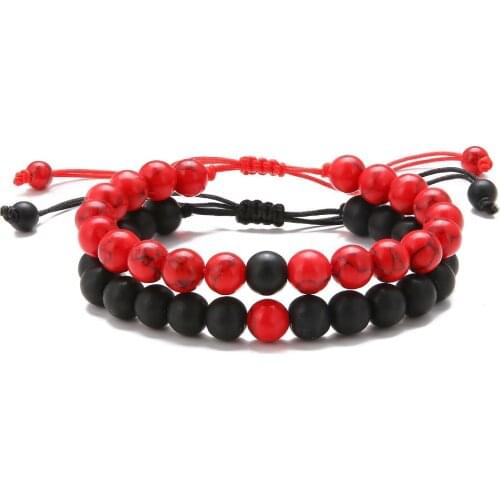 2 Pcs/Sets 2021 Charm Jewelry Volcanic Stone Beads Bracelets for Women Vintage Bracelets Bangles Cuff Adjustable Bracelet