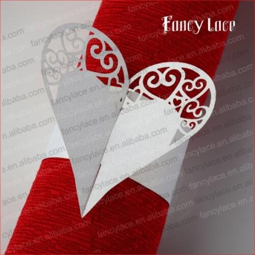 50Pcs Towel Buckle Laser Cutting Sweet Heart Wedding Decorations Napkin Ring for Party Decoration, Wedding Favors, Table Decor